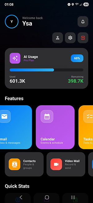 Icebox Android dashboard